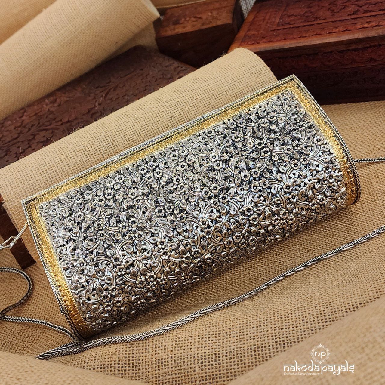 Big Drop Shaped Marcasite Motifs Sling Clutch (Esa0165)