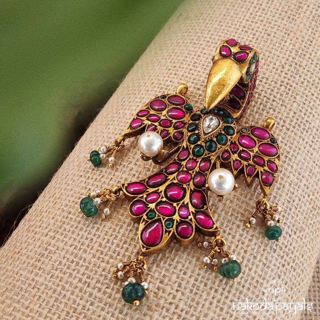 Red Kundan Gandaberunda Pendant (Gp1755)