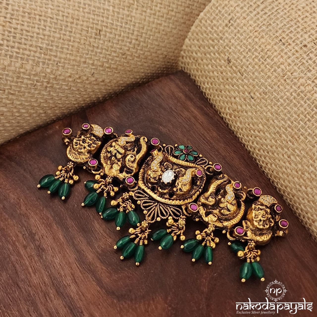 Jadau Kundan Choker With Green Beads (Gn7600)