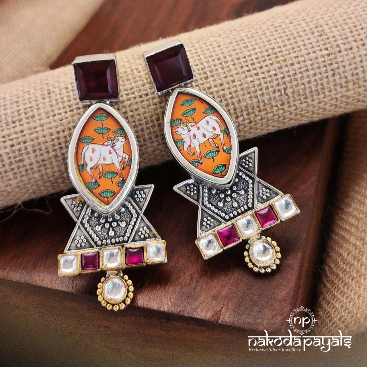 Orange Cow kundan Earrings (C8008)