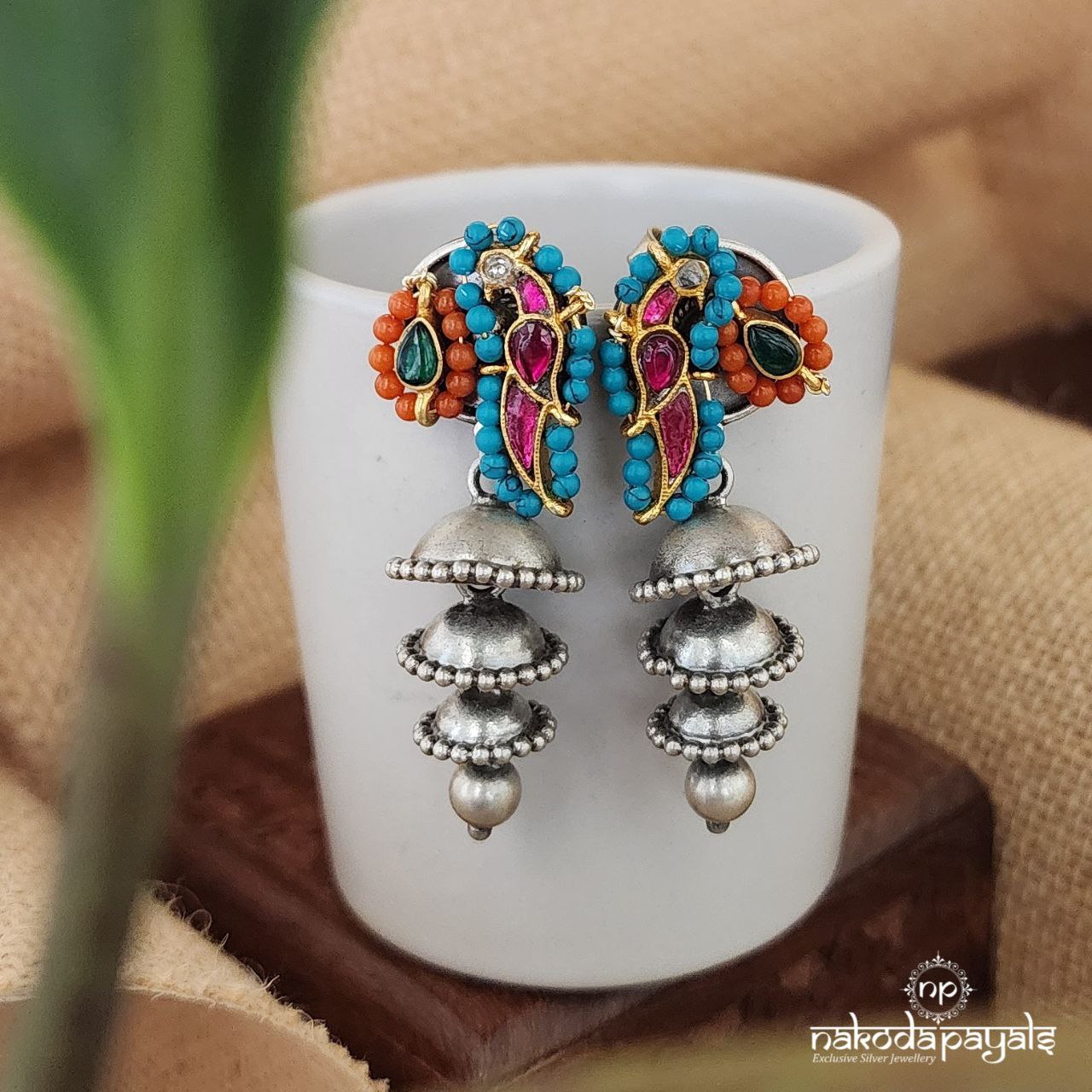 Peacock Triple Jhumka (Dt1224)