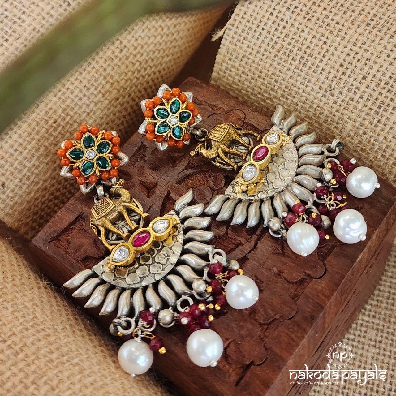 Camel Kundan Chandbali (Dt1232)