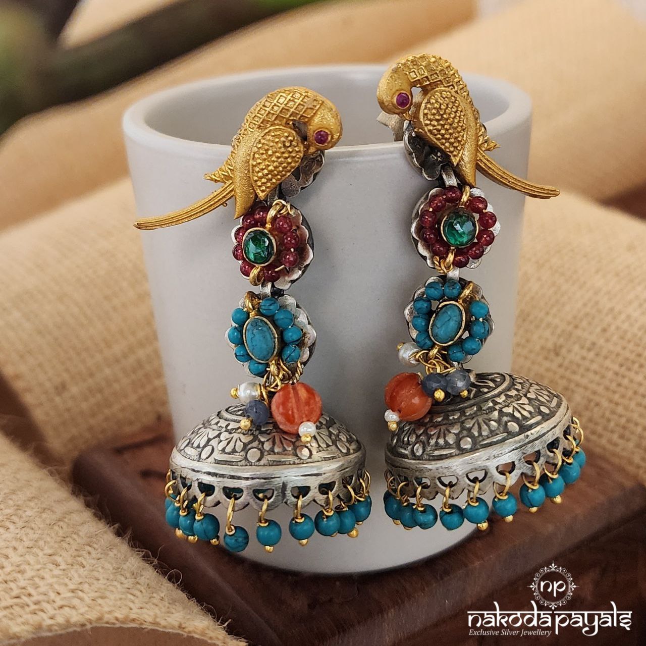 Shy Peacock 2 tone Jhumka (Dt1235)