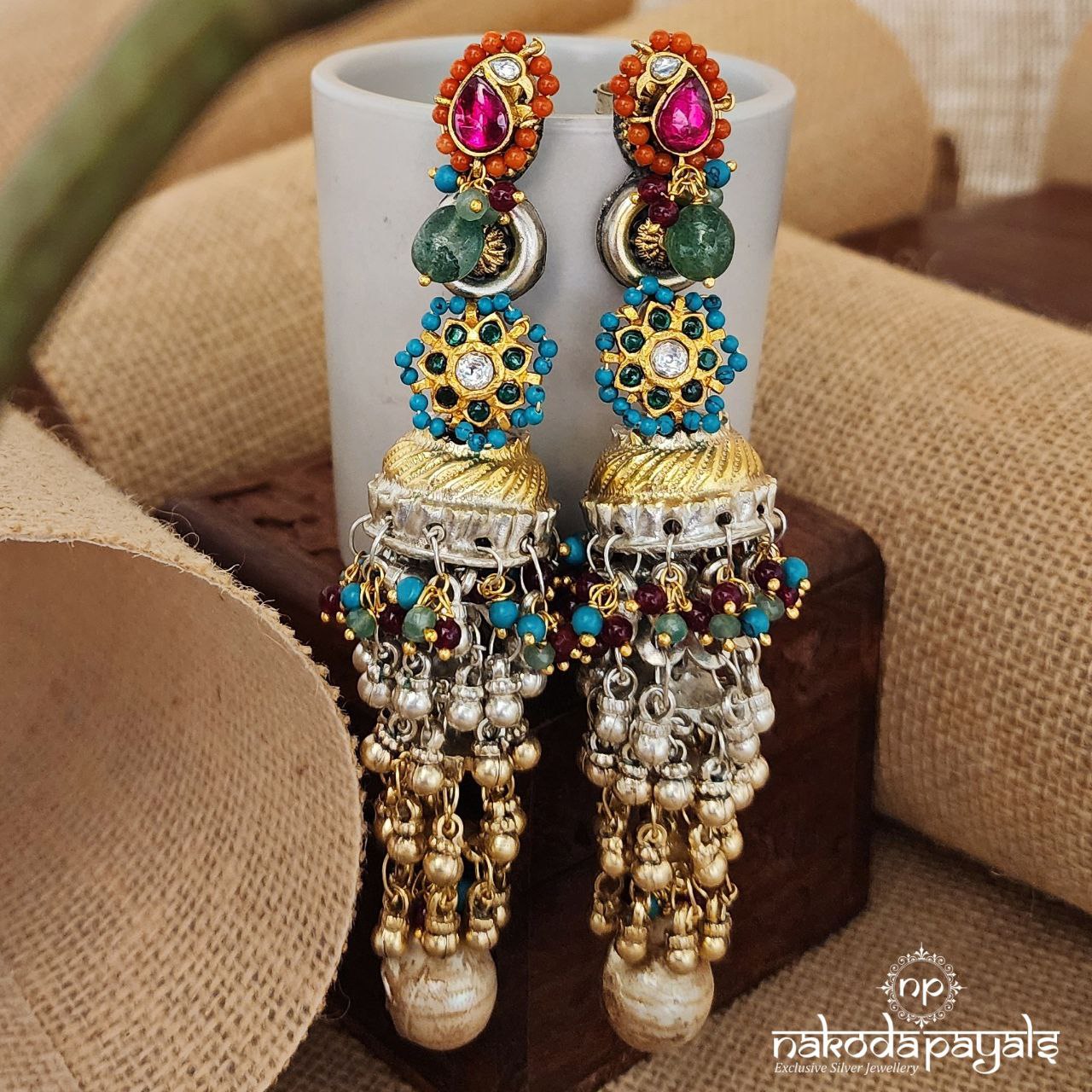 Long Decending Dual Tone Jhumka (Dt1259)