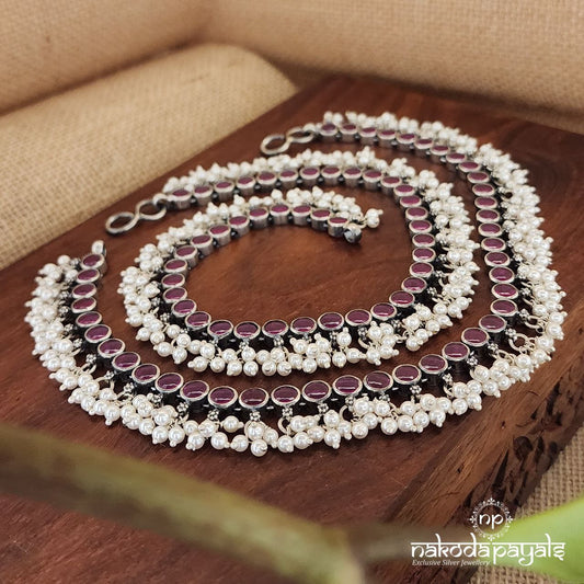 Round Kemp And Pearls Anklet(A5711)