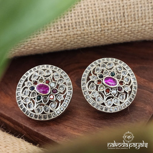 Sparkling Round Navarathna Studs (S9226)
