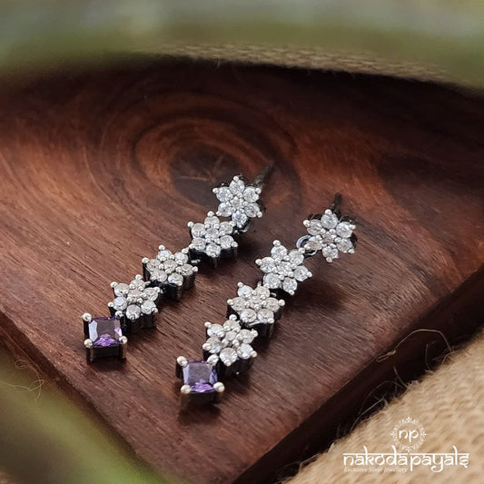 Floral Cz Amethyst Hangings (S9248)