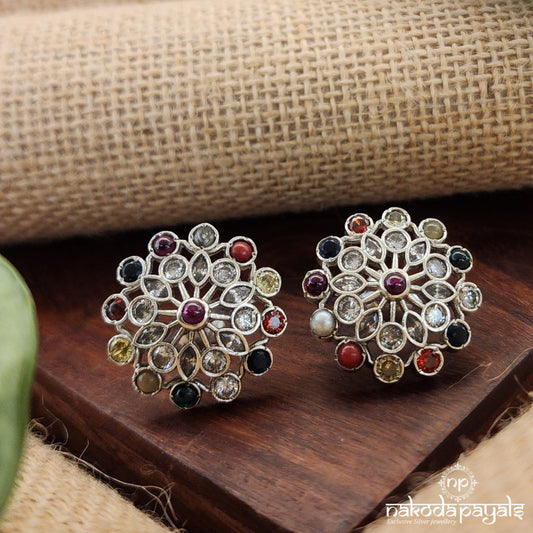 Variegated Navarathna Studs (S9247)