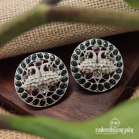 Round Green Peacock Studs (S9263)