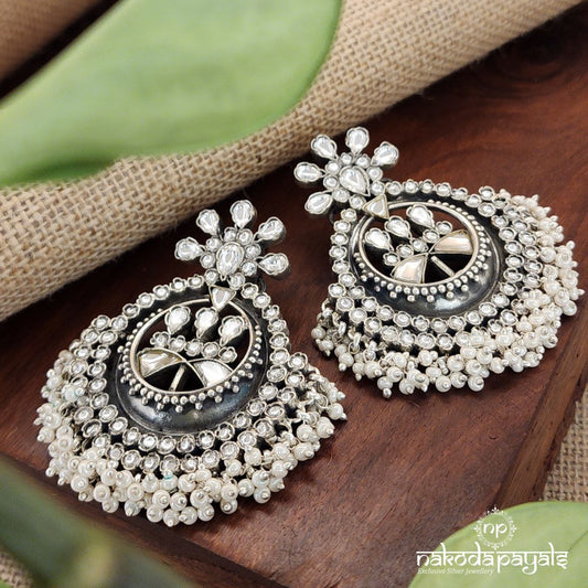 Pearlescent Pearly Kundan Chandbali (C8140)