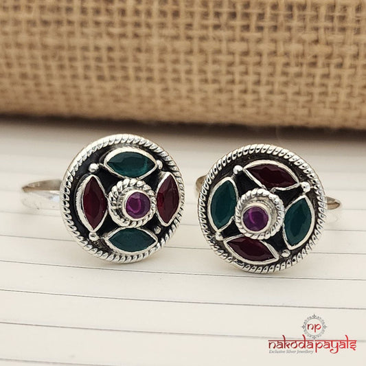 Tricolor Cutstone Toerings (T4106)