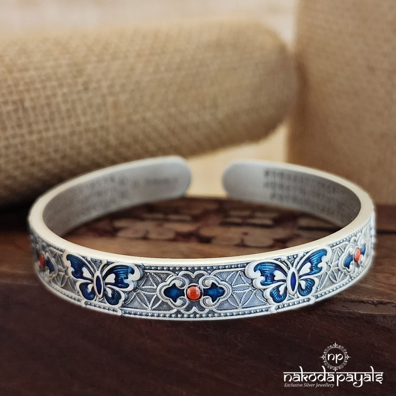 Blue Butterfly Matt Adjustable Kada (sk1108)