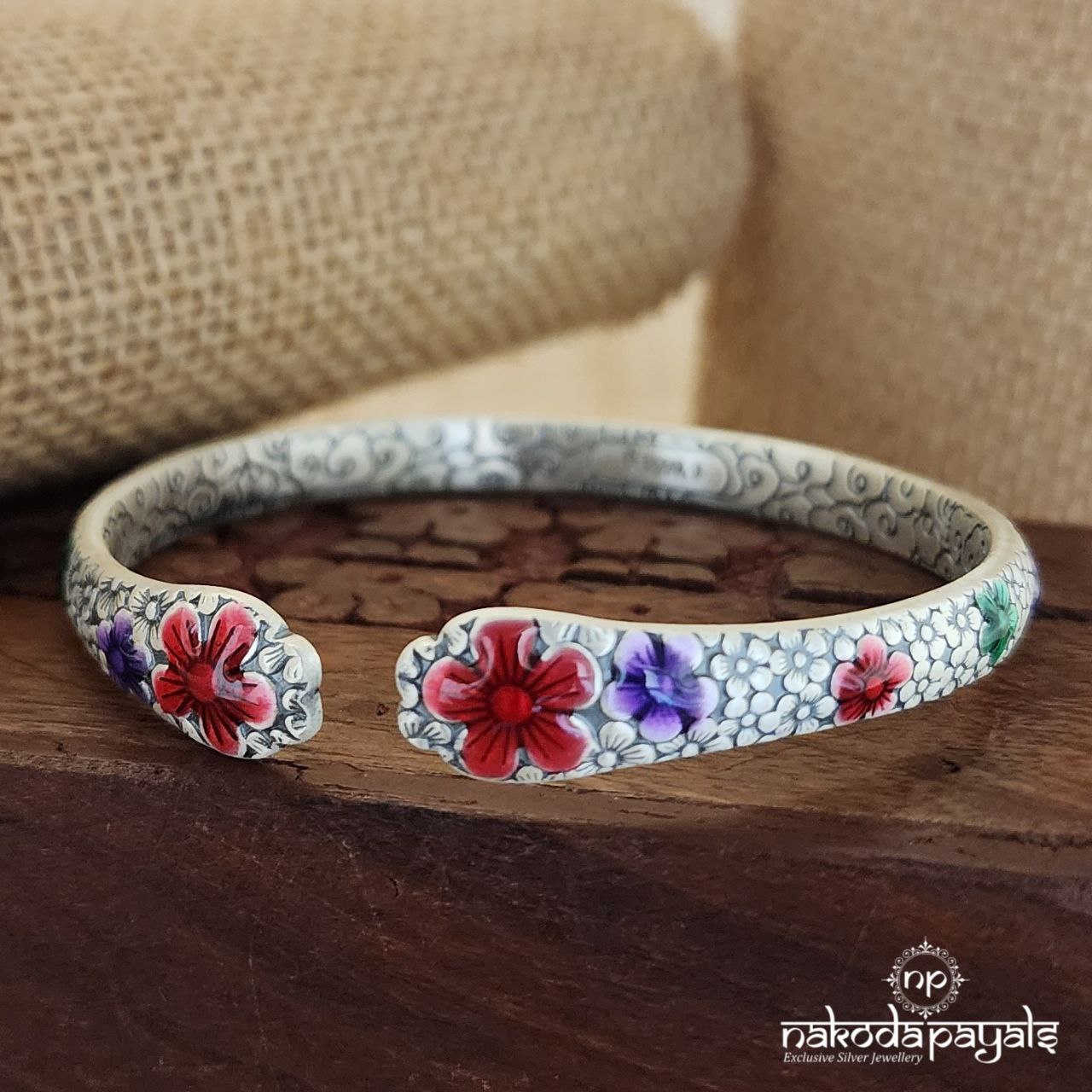 Floral Matt Adjustable Kada (Sk1107)