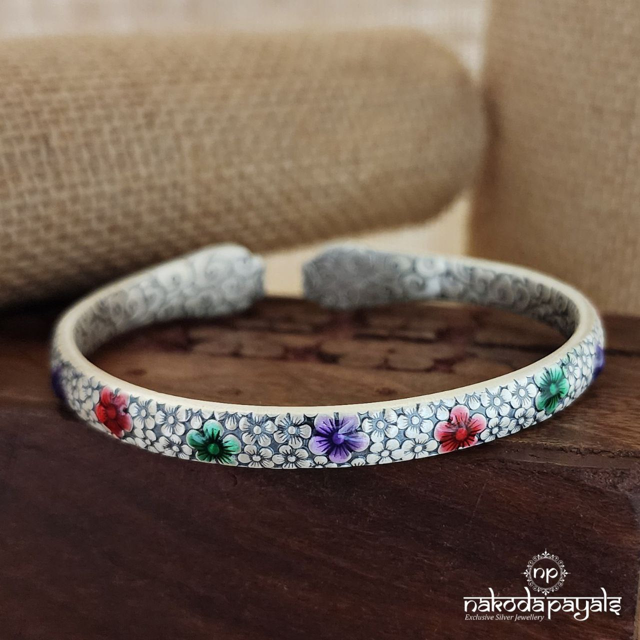 Floral Matt Adjustable Kada (Sk1107)