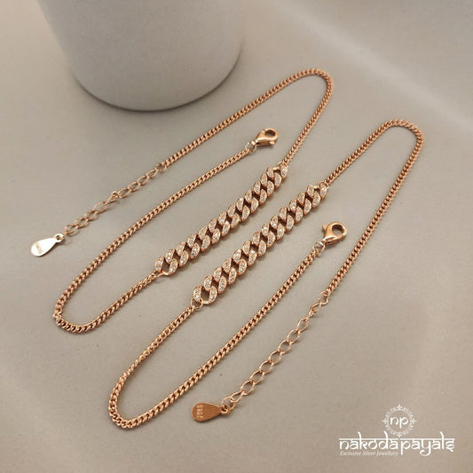 Interlinked Chains Rosegold Anklets Pair (A6000)