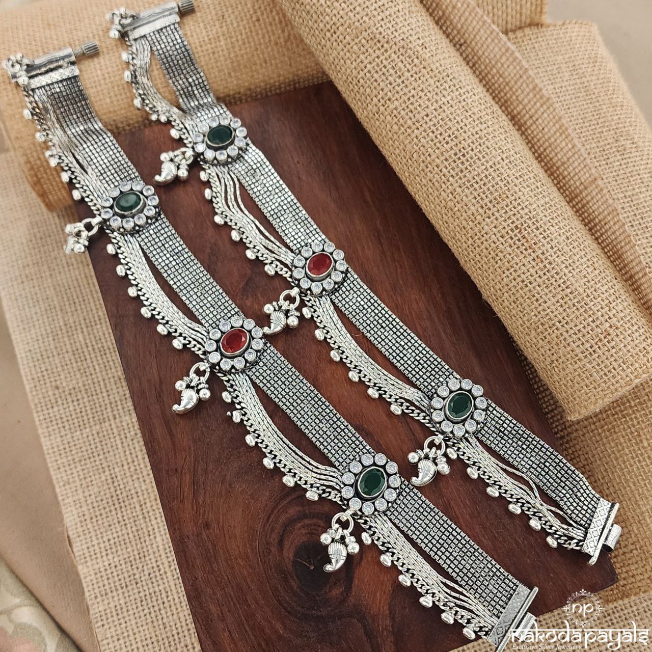 Flat Blet Jhalar Anklets Pair (A6181)