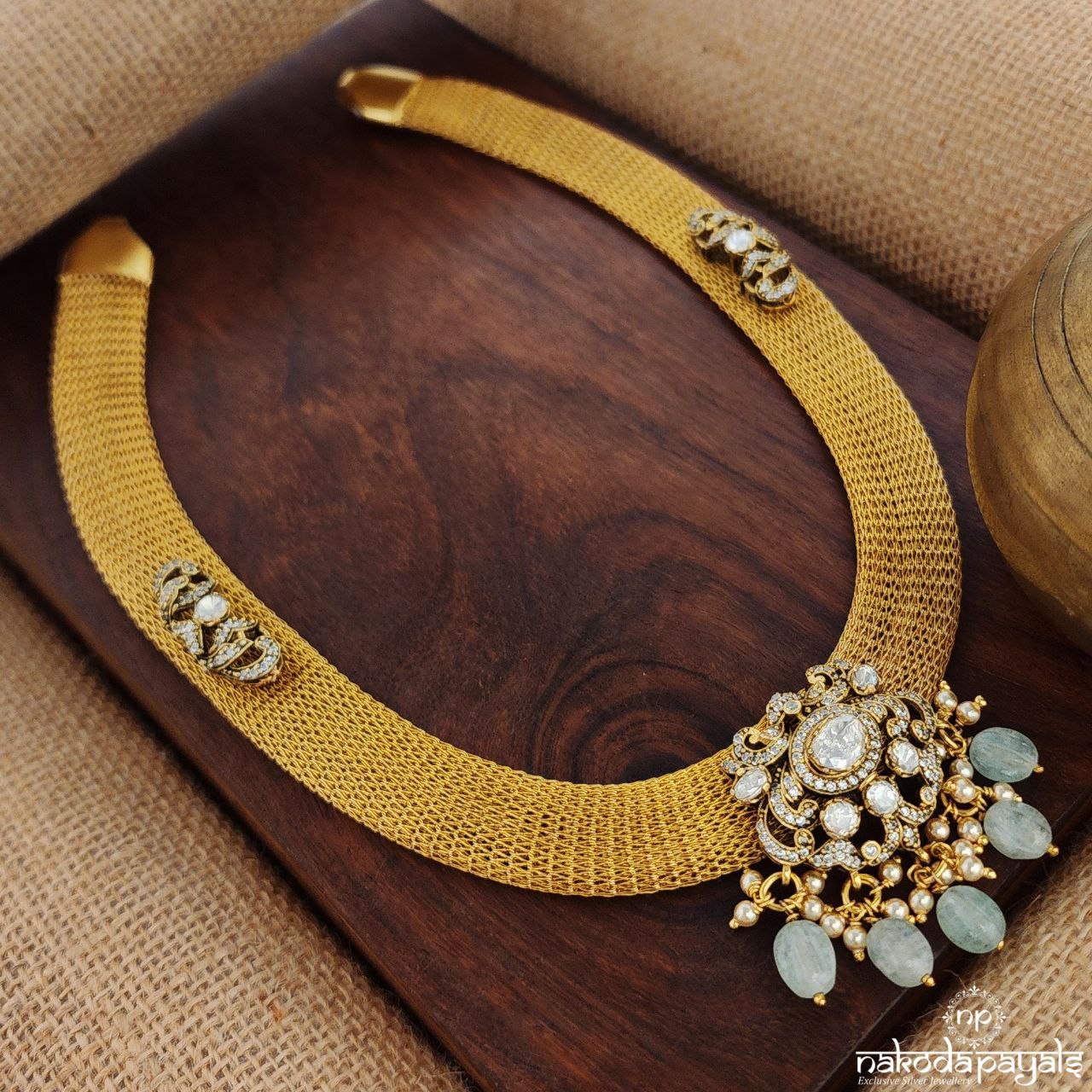 Moissanite Motifs Flat Chain Neckpiece (Gn8952)