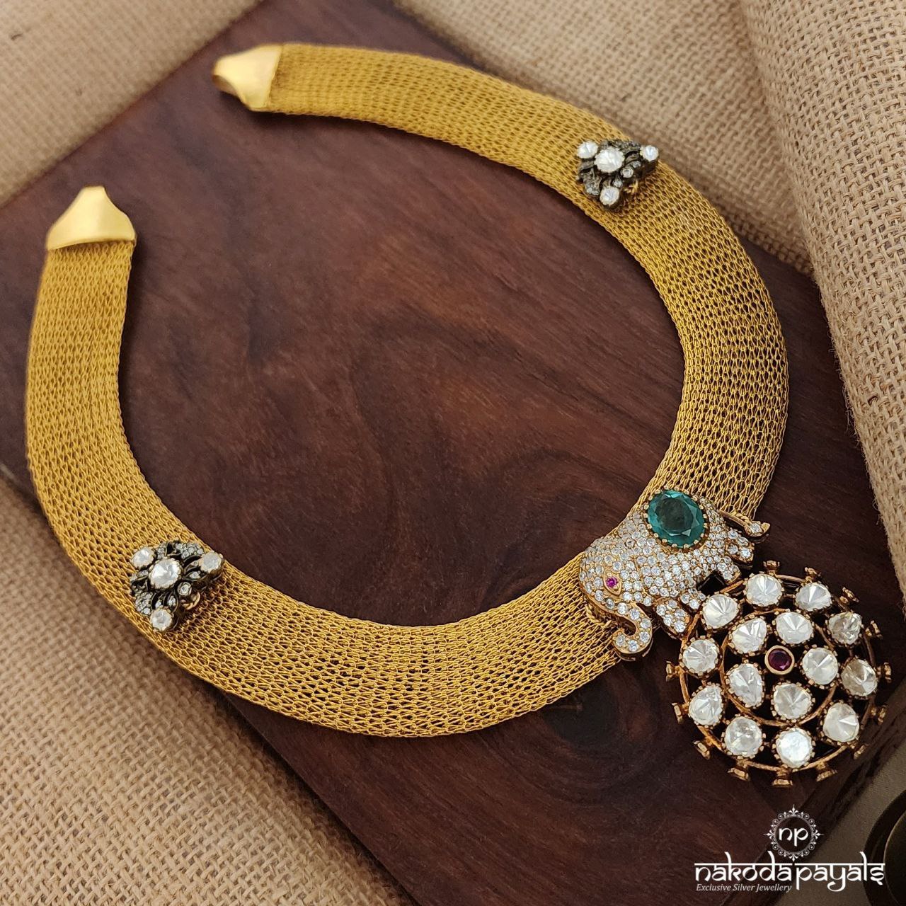 Royal Elephant Moissanite Short Motif  Neckpiece (Gn8958)