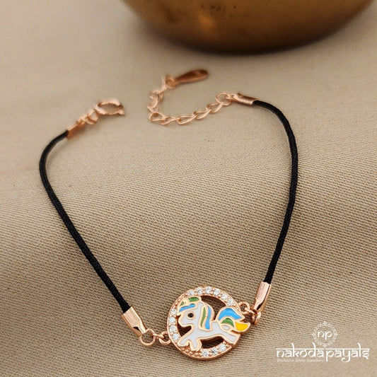 Circular Unicorn Rose Gold Adjustable Kids Bracelet (Ka9332)