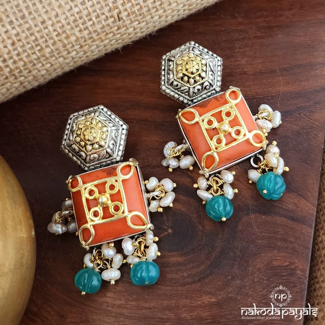 Cage Cubic Coral Earrings(Ge9217)