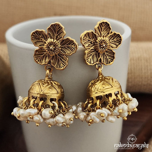 Mini Floral Jhumka With Fresh Water Pearls(Ge9201)