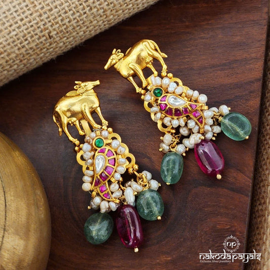 Kundan Peacock Cow Chandbali(Ge9204)