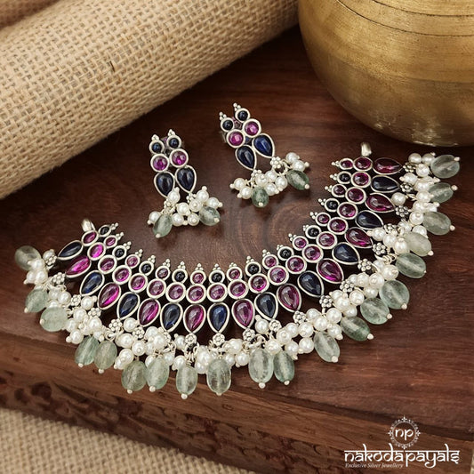 Drop Laced Guttapusalu Choker With Earrings (N10781)