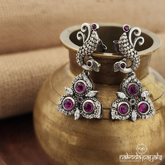 Emerald Pink Peocock Chandbali((C3437)