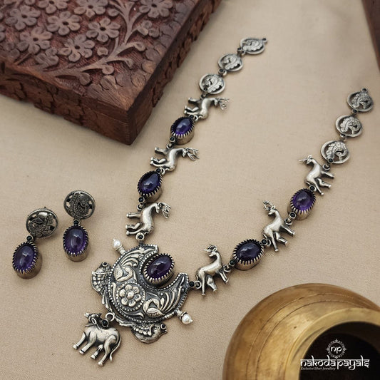 Wild Amethyst Neckpiece With Earrings (N10309)