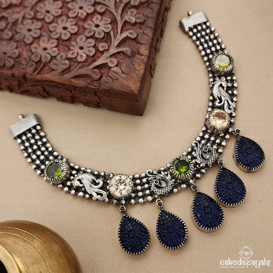 Floral Navy Blue Neckpiece (N10304)