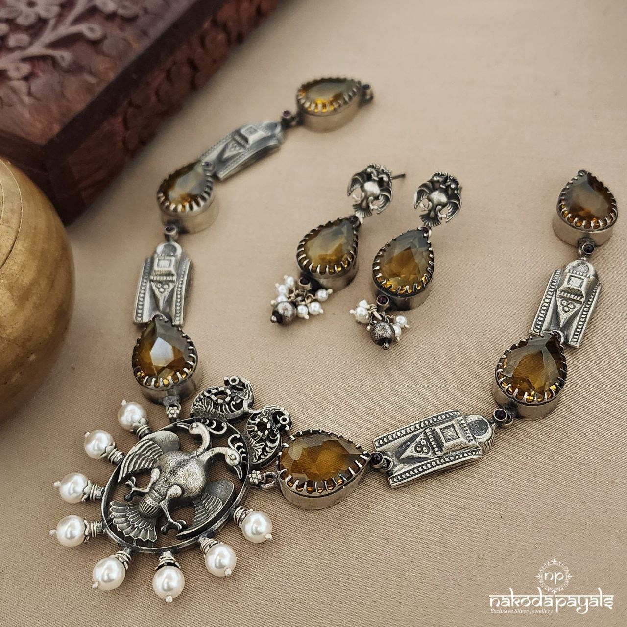 Topas Ganda Berunda Neckpiece With Earrings (N10305)
