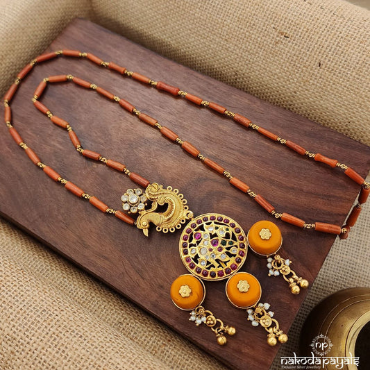Coral Kundan Long Neckpiece (Gn8977)