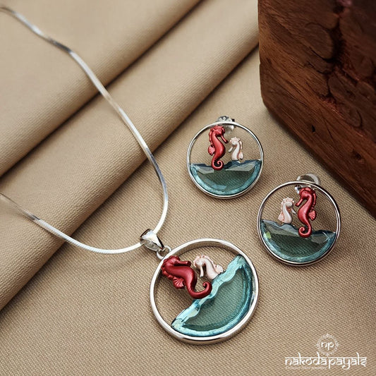 Ocean Blue Sea Horse Pendent (St3494)