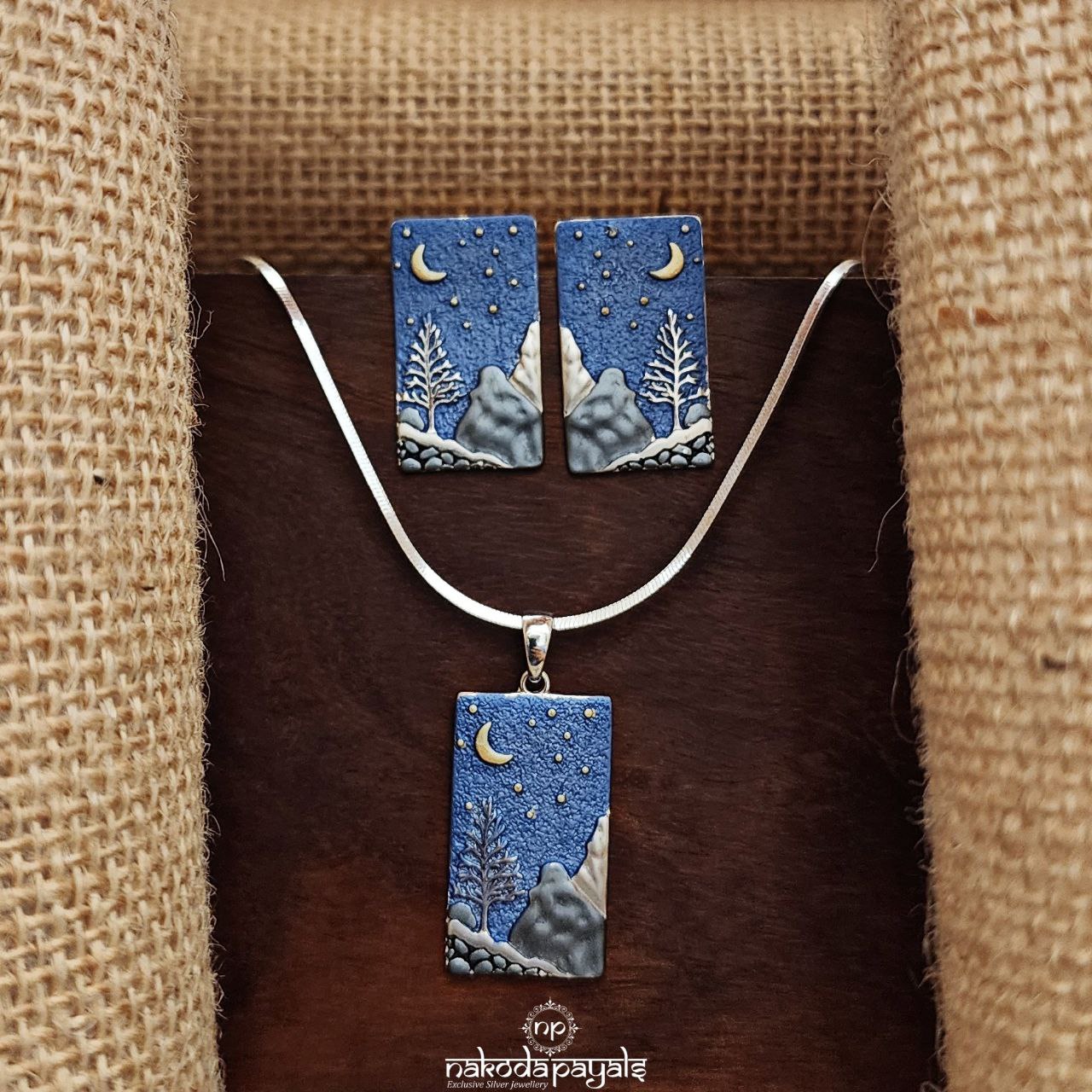 Sea Blue Sterling Pendant Set (St3412)