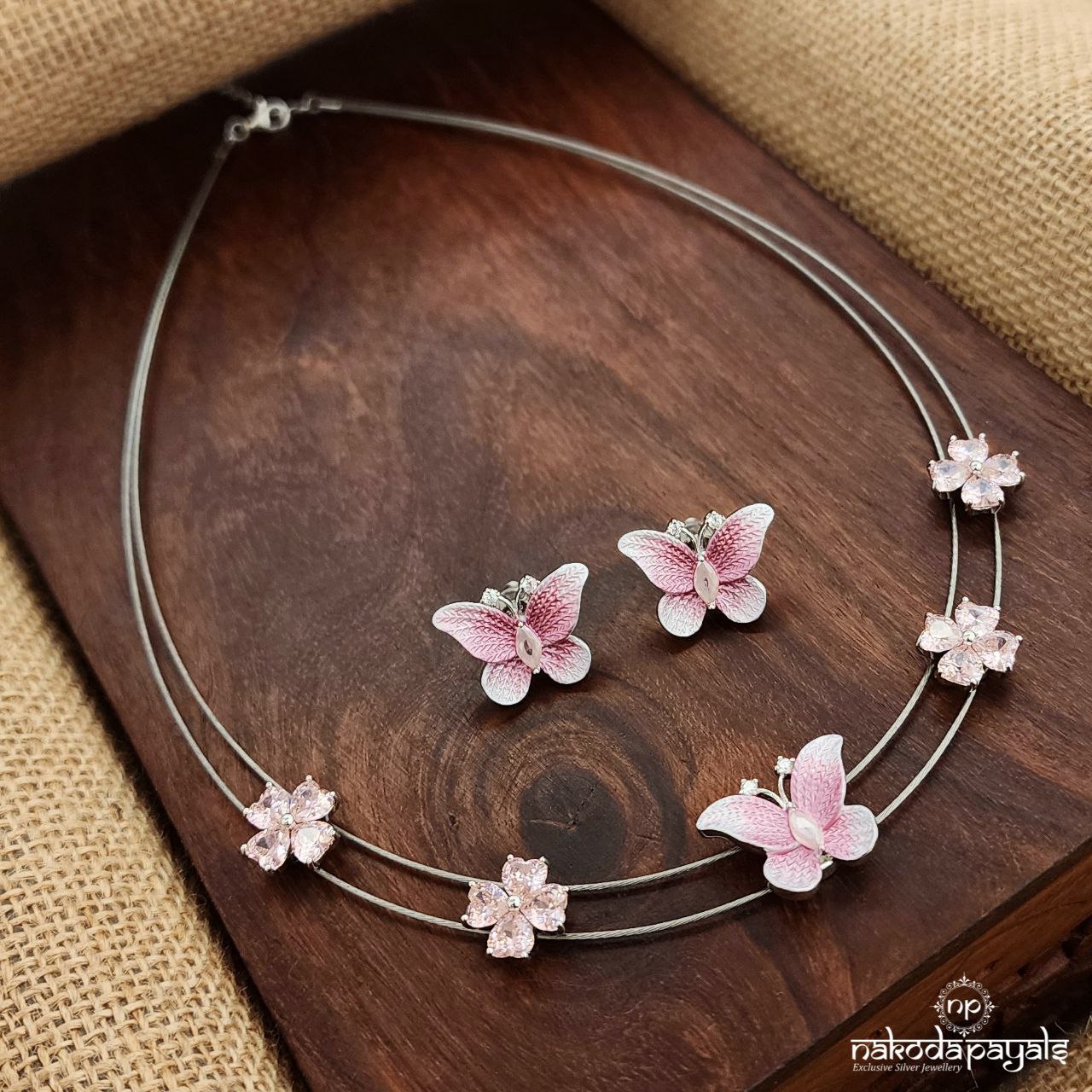 Sterling Blush Bloom Neckpiece With Earrings(St3527)