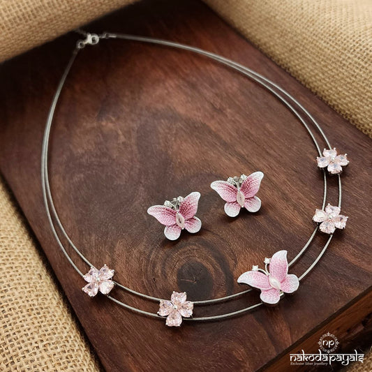 Sterling Blush Bloom Neckpiece With Earrings(St3527)