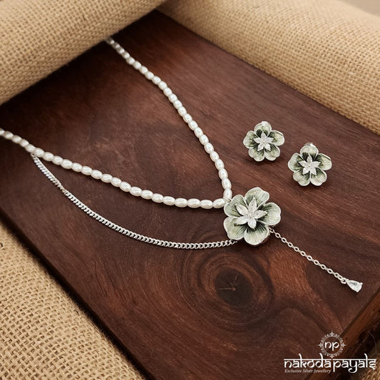 Pearl Emerald Mist Neckpiece With Earrings(St3528)