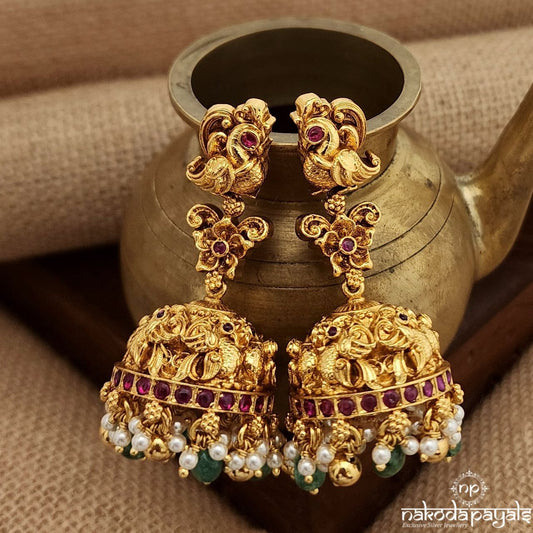 3D Green Drop Jhumka(Ge9365)