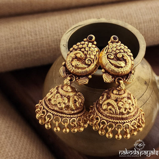 Traditional Twin Peacock Jhumka (Ge9470)