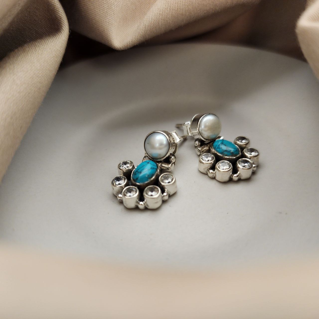 Half Moon Cutstone Studs (H2083-90)