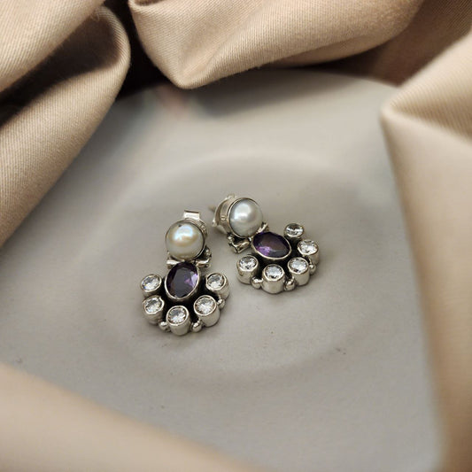 Half Moon Cutstone Studs (H2083-90)