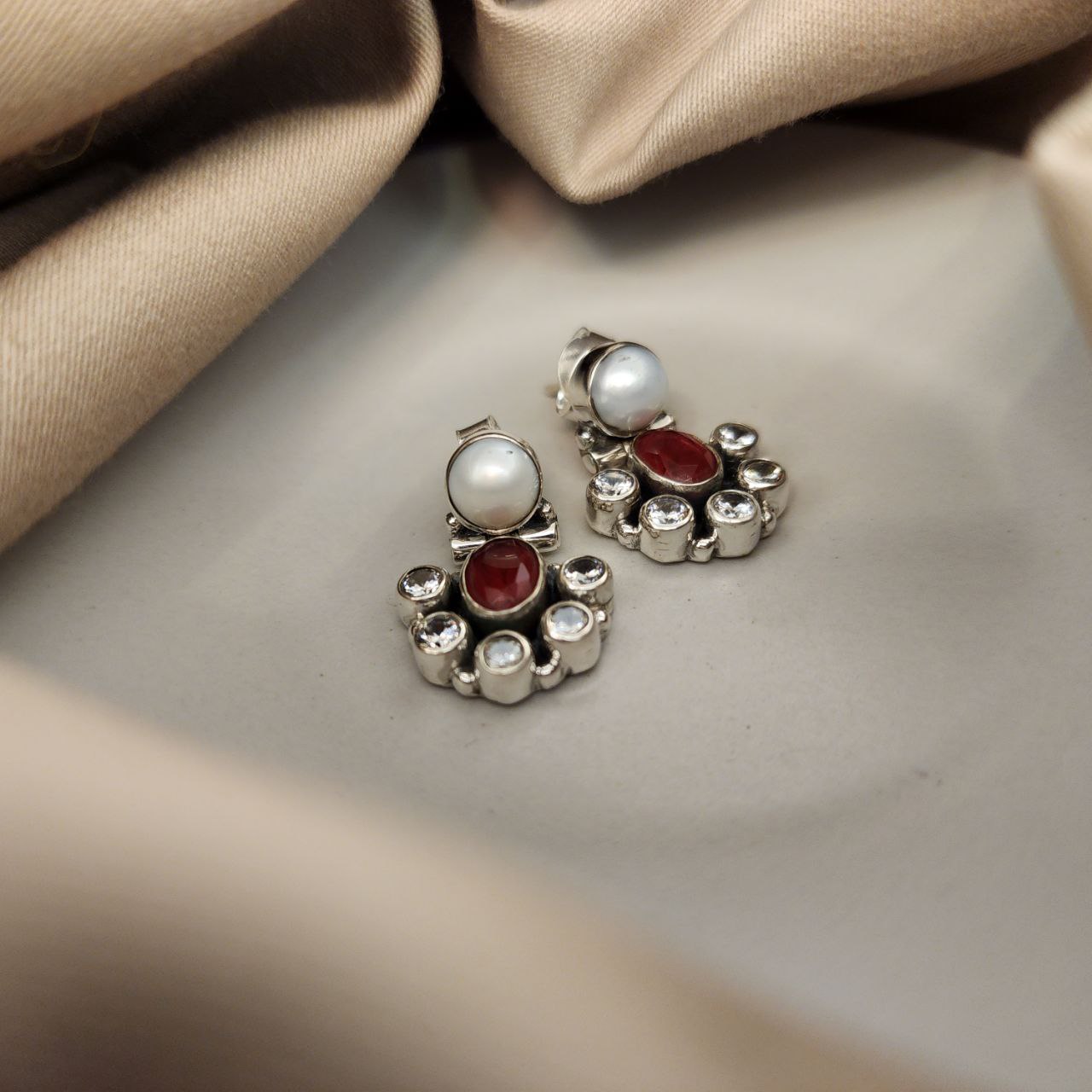 Half Moon Cutstone Studs (H2083-90)