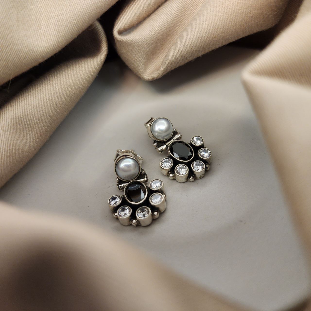 Half Moon Cutstone Studs (H2083-90)