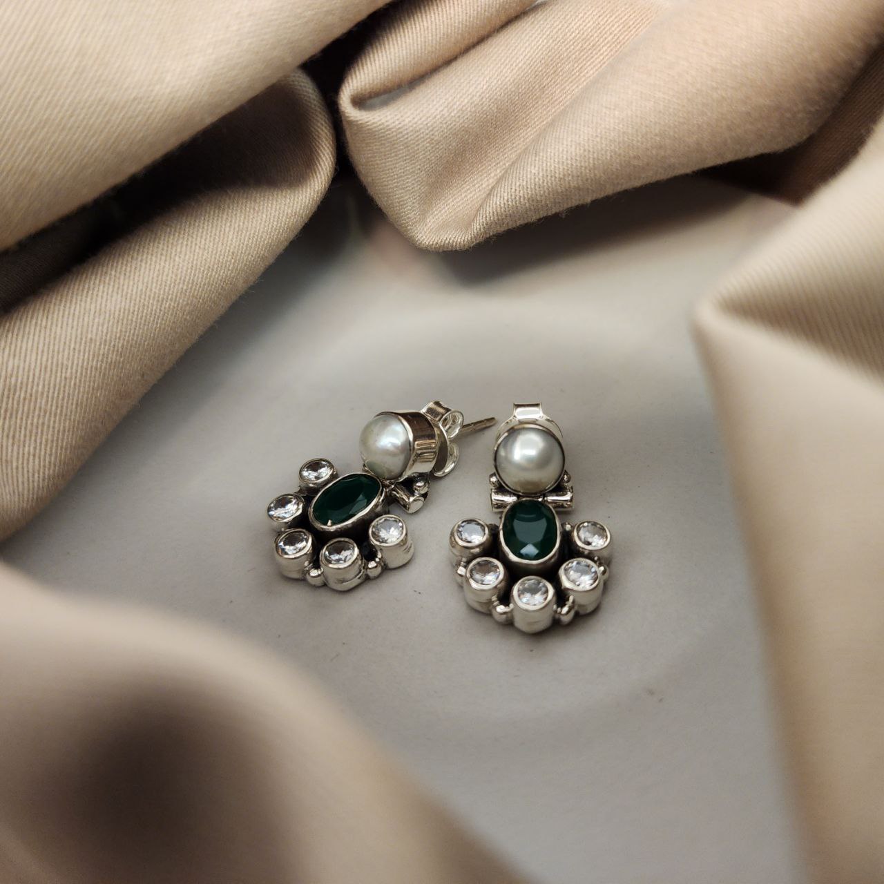 Half Moon Cutstone Studs (H2083-90)