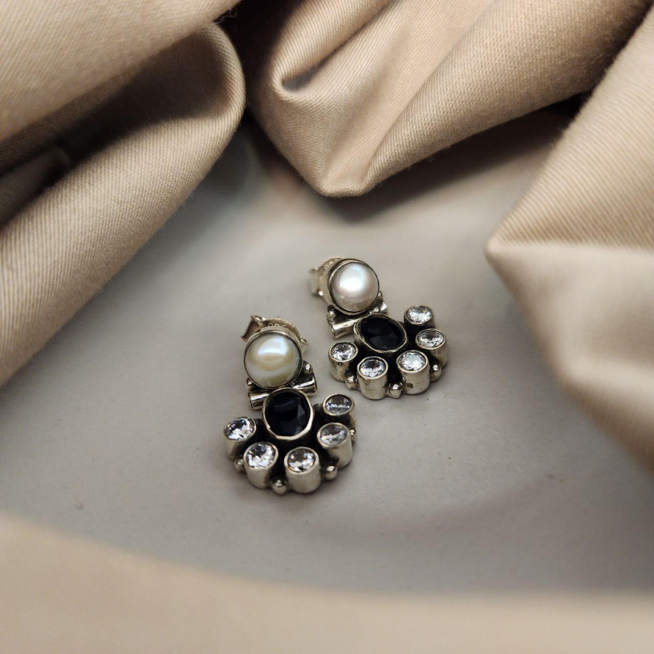 Half Moon Cutstone Studs (H2083-90)