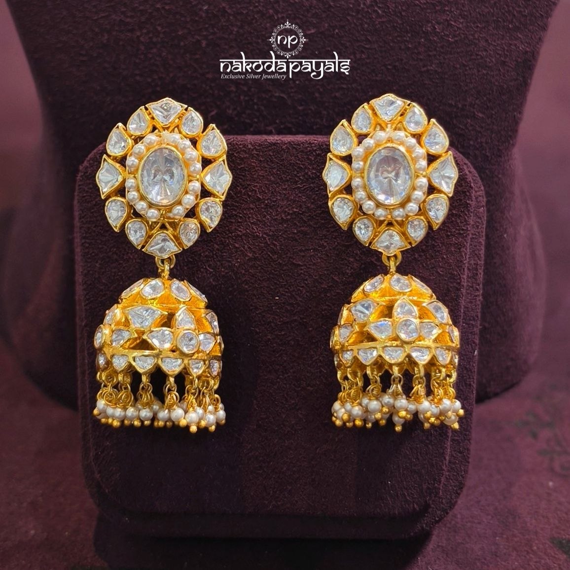 Celestial Moissanite Shreenathji Choker  Neckpiece With Jhumka (Gn10860)