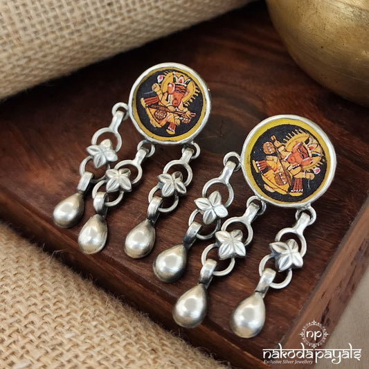Floral Ball Drops Painted Earrings (C3116)