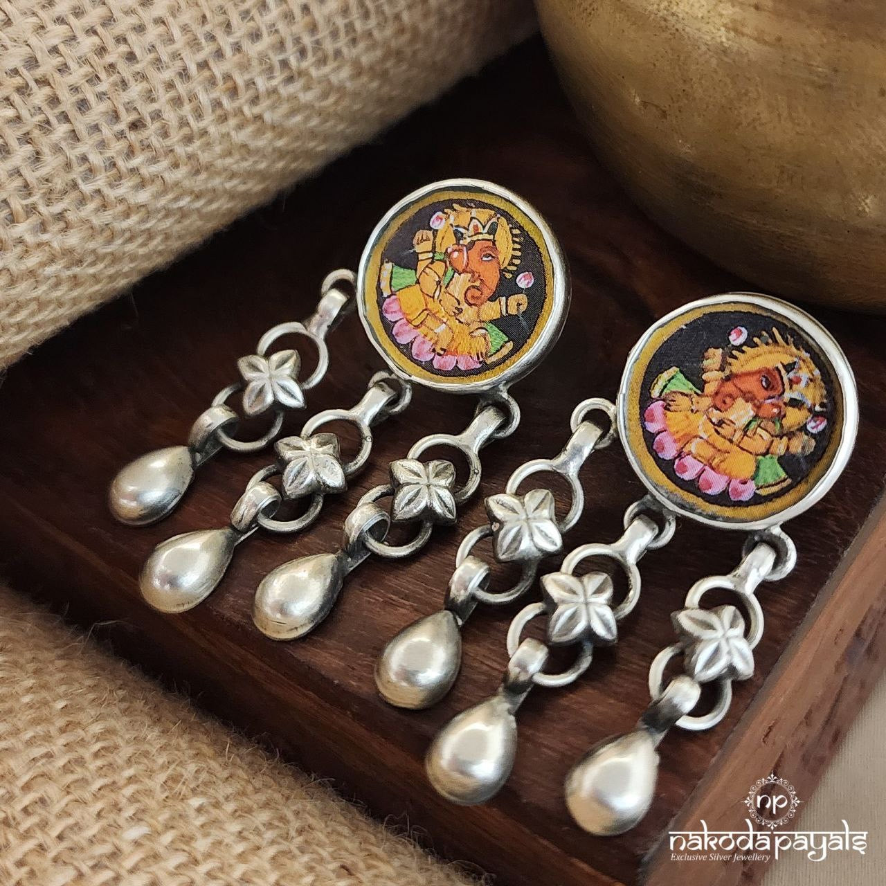 Pink Lotus Painted Earrings (C3119)