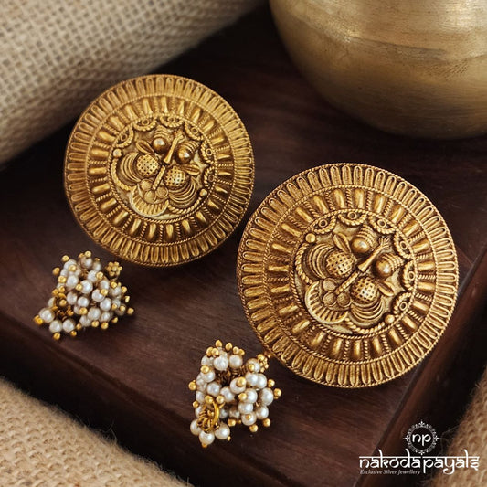 Traditional Pearl Bunch Drop Earrings (Ge8677)