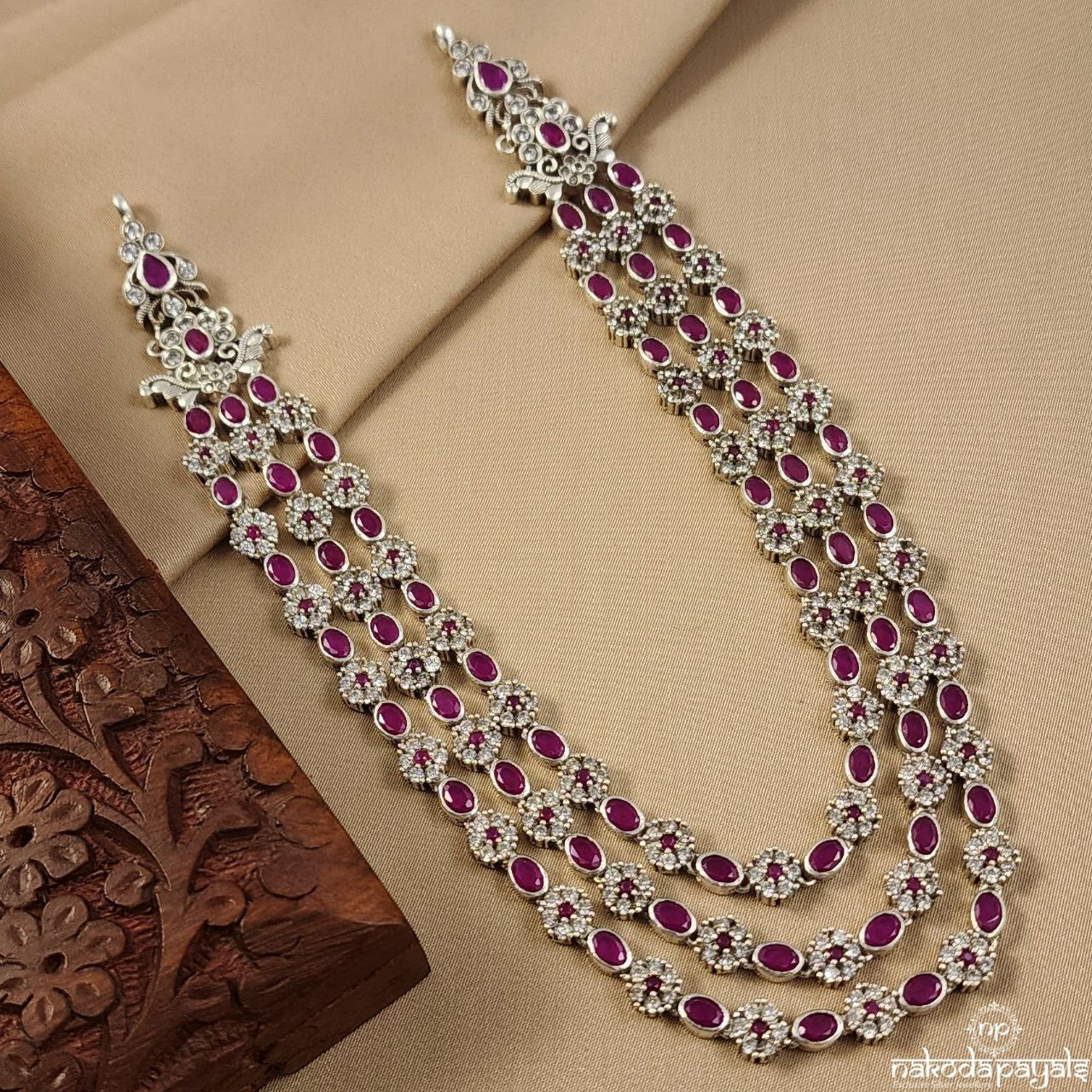 Royal Pink Triple Layer Neckpiece (N10439)
